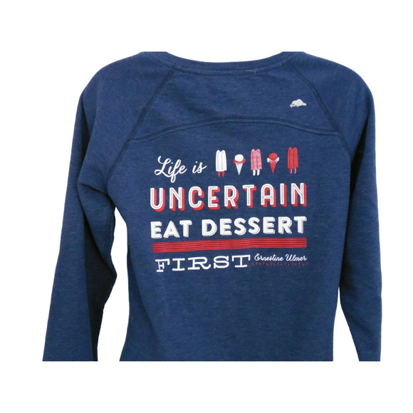 Roots 73 Tops - Women's Roots 73 River Rock Henley Top Life is Short Eat Dessert First Quote Med